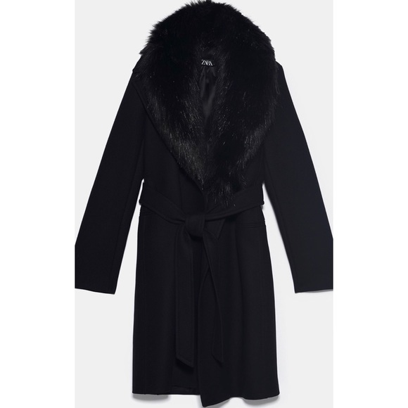 LAST 1!🔥ZARA COAT WITH FAUX FUR COLLAR - Picture 10 of 12